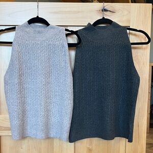 A New Day SET OF TWO Cable Mock
Turtleneck Pullover Sweaters, L, Grey & Taupe